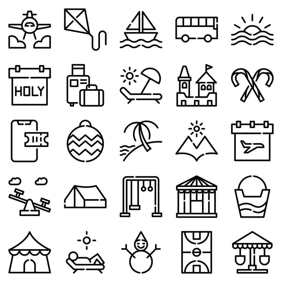 vakantie schets pictogrammen set. de verzameling omvat web ontwerp, toepassing ontwerp, ui ontwerp. vector