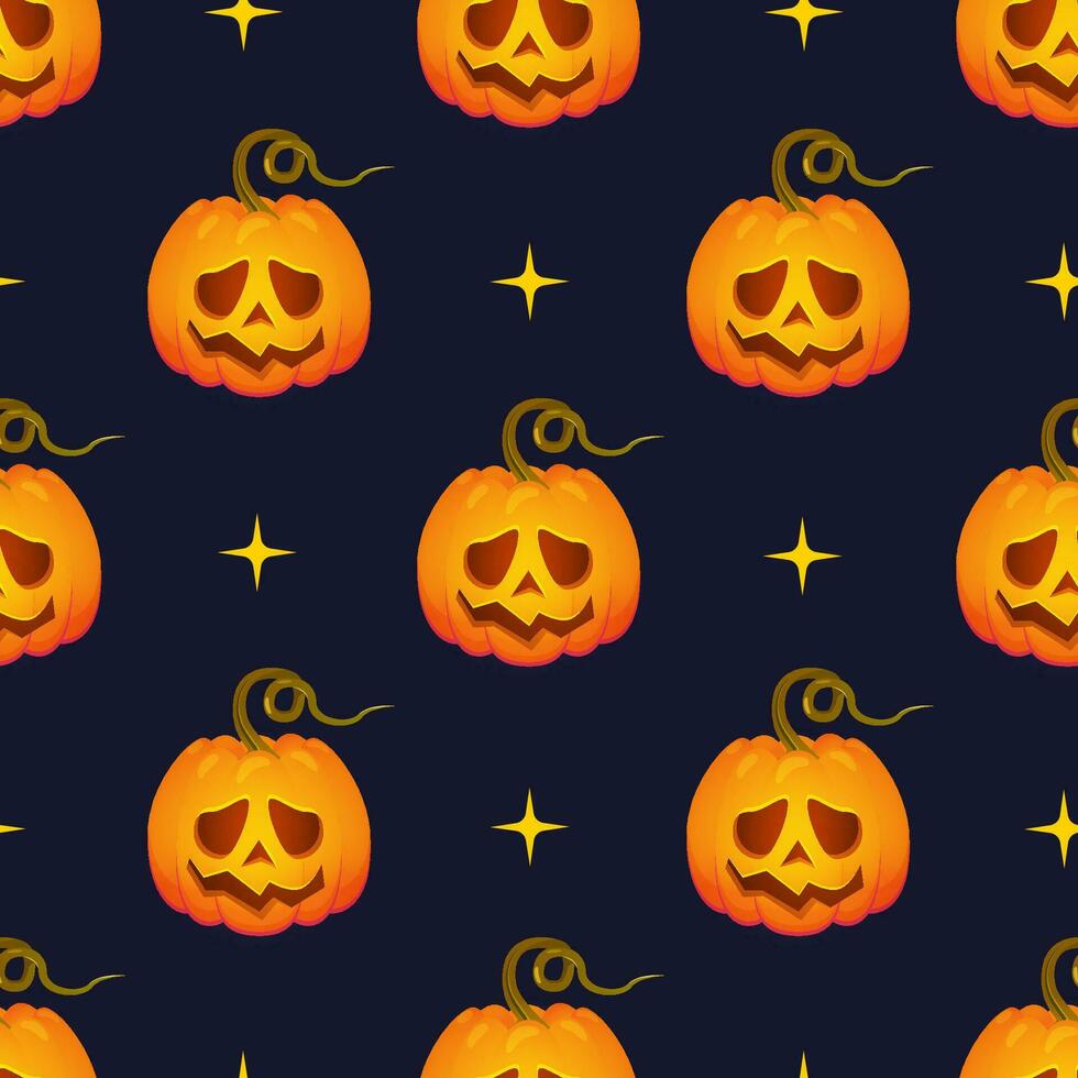 vector halloween naadloos patroon met pompoen. halloween feest. eng en grappig gezicht.