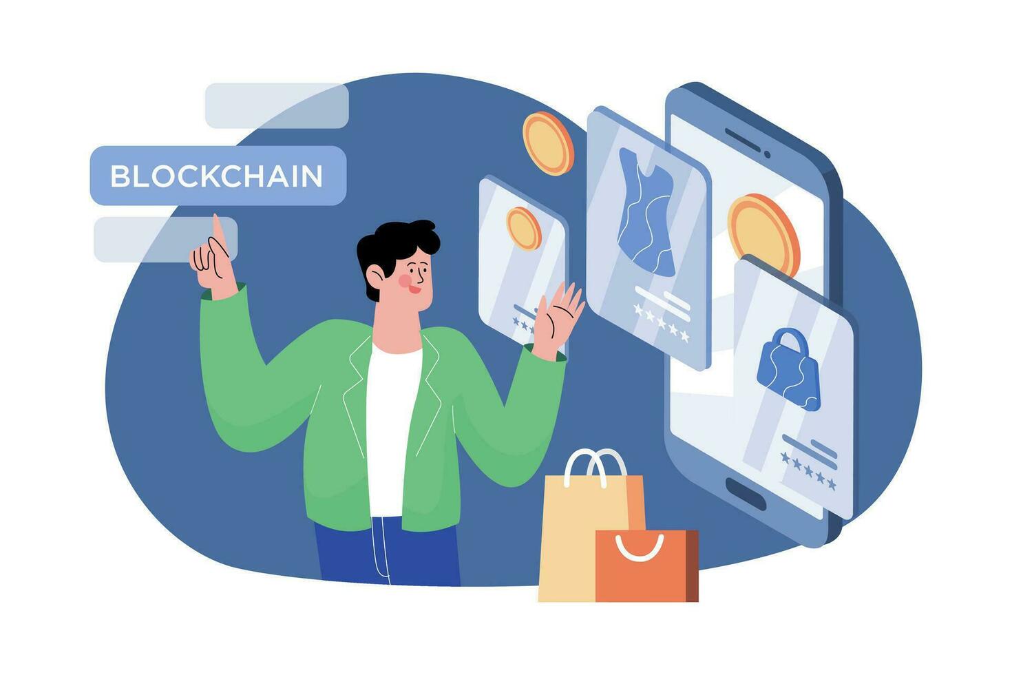 blockchain-platform voor e-commerce vector