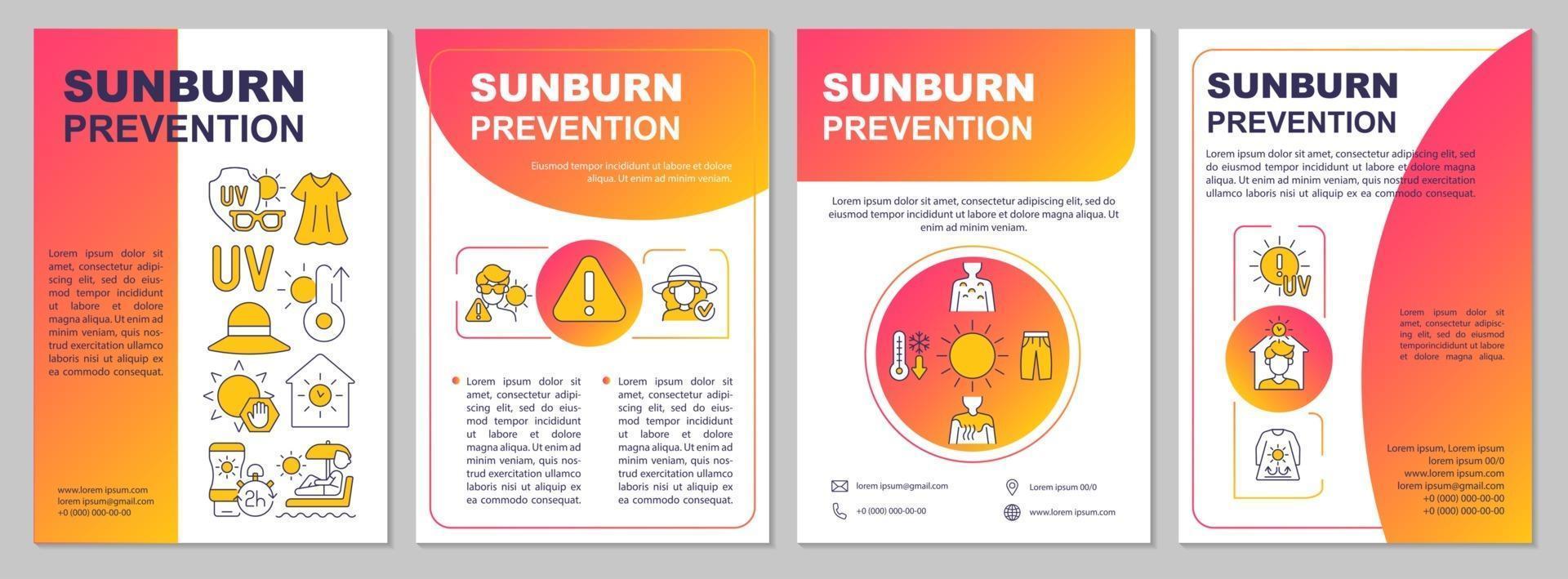 brochure sjabloon voor preventie van zonnebrand vector