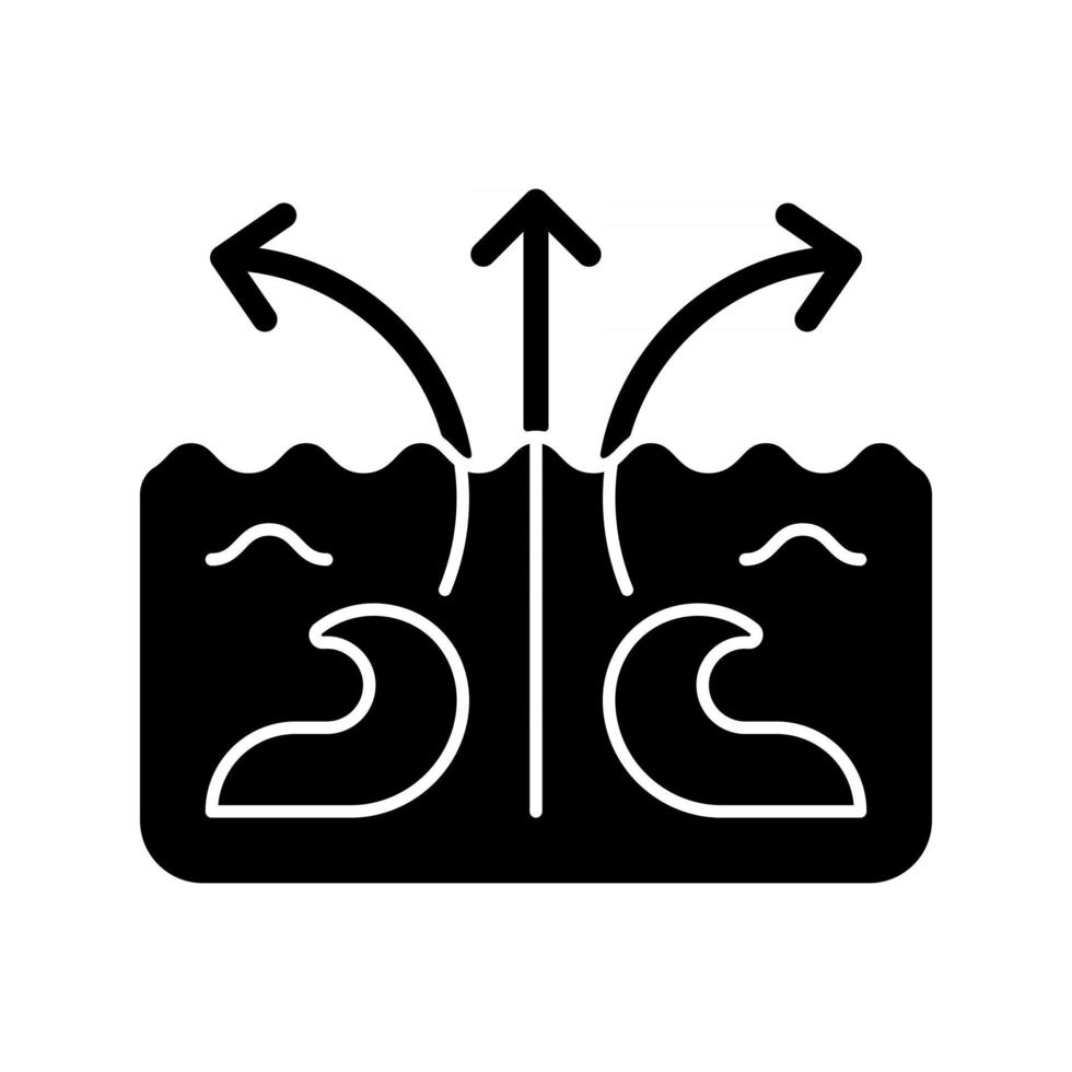 rip huidige golf zwarte glyph-pictogram vector