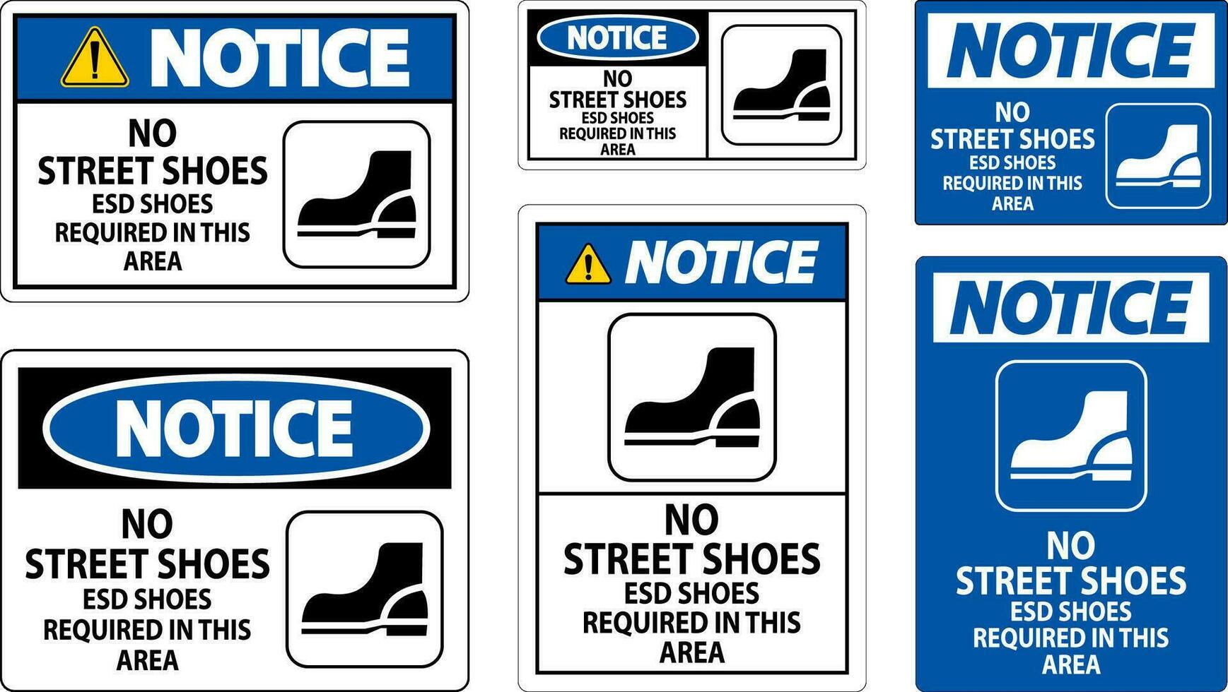 merk op teken Nee straat schoenen, esd schoenen verplicht in deze Oppervlakte vector