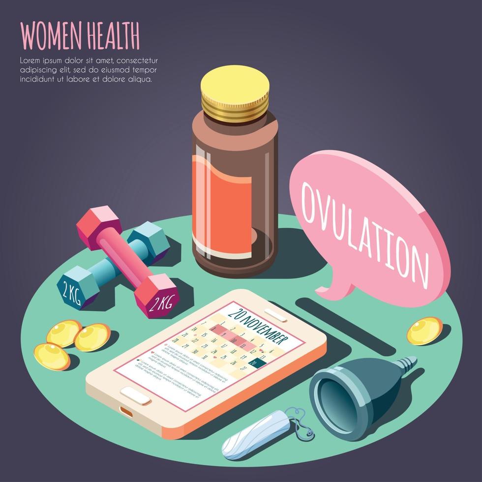 vrouwen gezondheid isometrisch ontwerp concept vectorillustratie vector