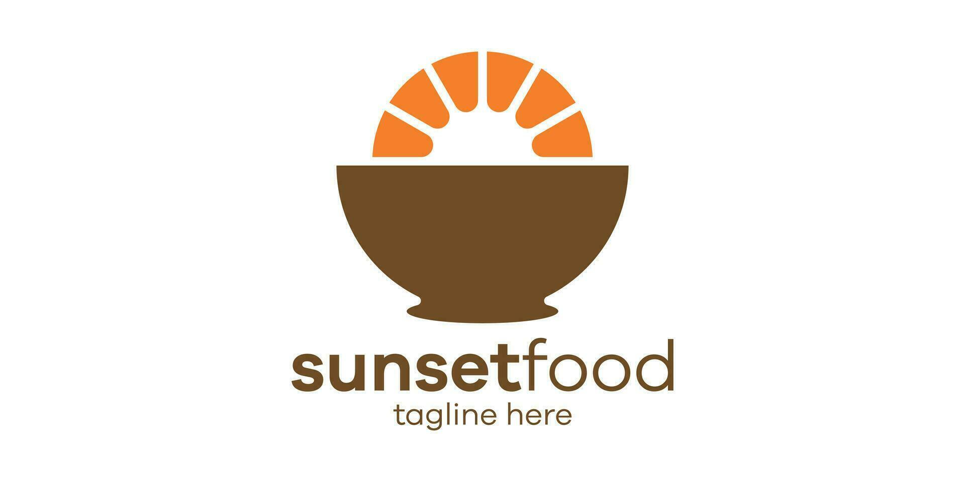 zonsondergang en voedsel logo vector illustratie