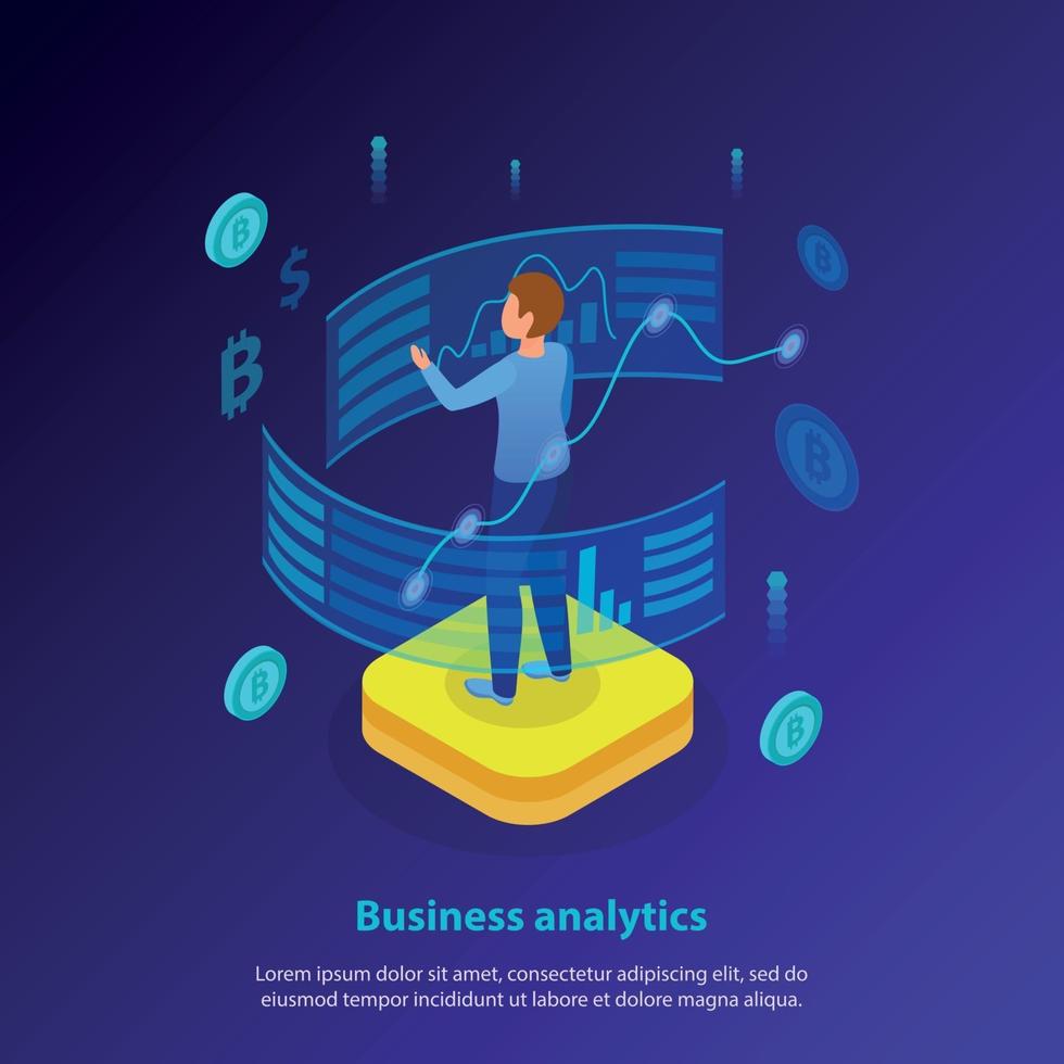 business analytics isometrische achtergrond vectorillustratie vector