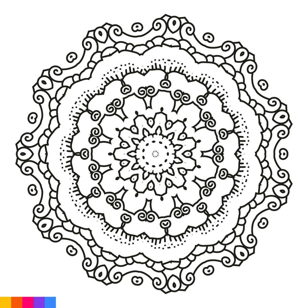 mandala kunst voor kleur boek. schoon decoratief ronde ornament. oosters patroon, vector illustratie kleur boek bladzijde. circulaire patroon in het formulier van mandala voor henna, mehndi, tatoeëren, decoratie.