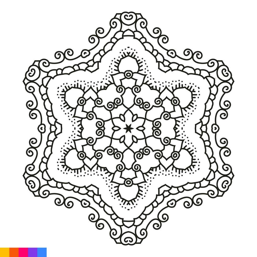 mandala kunst voor kleur boek. schoon decoratief ronde ornament. oosters patroon, vector illustratie kleur boek bladzijde. circulaire patroon in het formulier van mandala voor henna, mehndi, tatoeëren, decoratie.