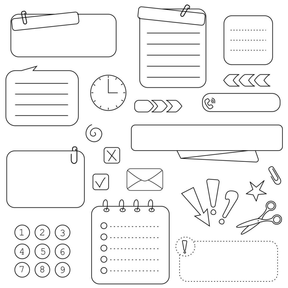 kogel logboek element, sticker, ontwerper label. groep van voorwerpen voor dagboek decoratie vector