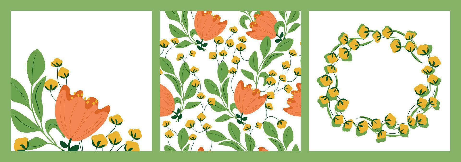 reeks van bloemen ontwerp. sjabloon voor kaart, poster, folder, huis decor vector