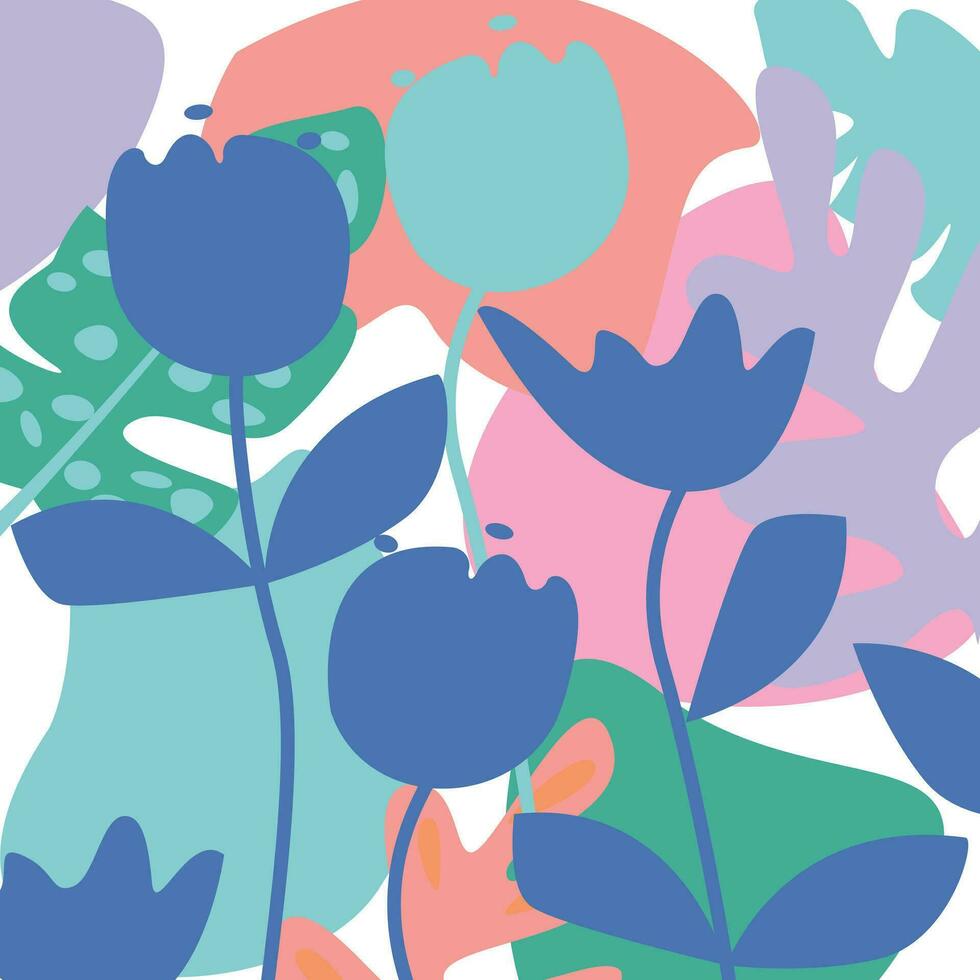 abstract patroon met bloemen en bladeren.minimaal covers ontwerp.kleurrijk meetkundig achtergrond vector