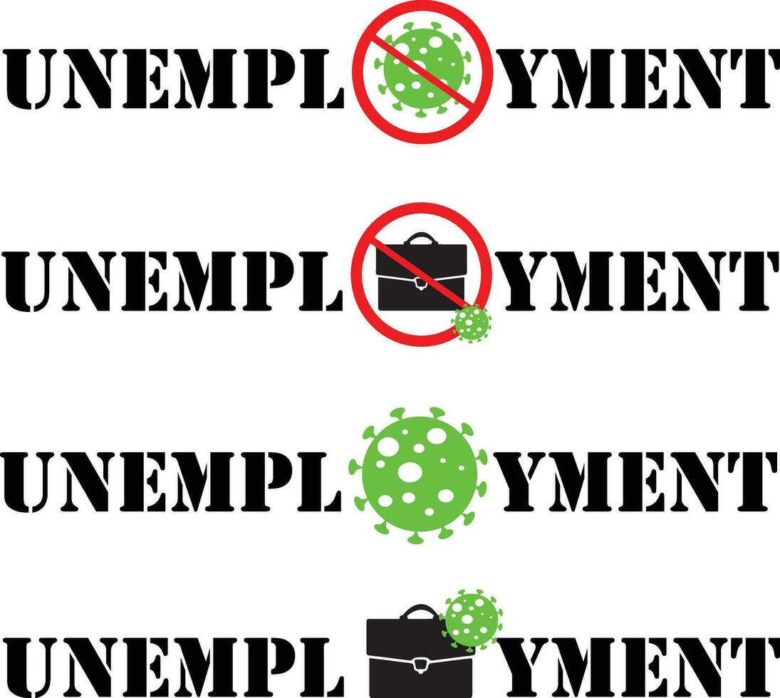 coronavirus covid19 werkloosheid titels vector illustratie