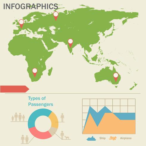 Een infographics met een kaart vector