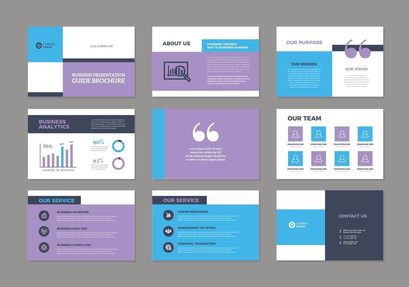 bedrijfspresentatie brochure gids ontwerp of pitch deck sales slider vector