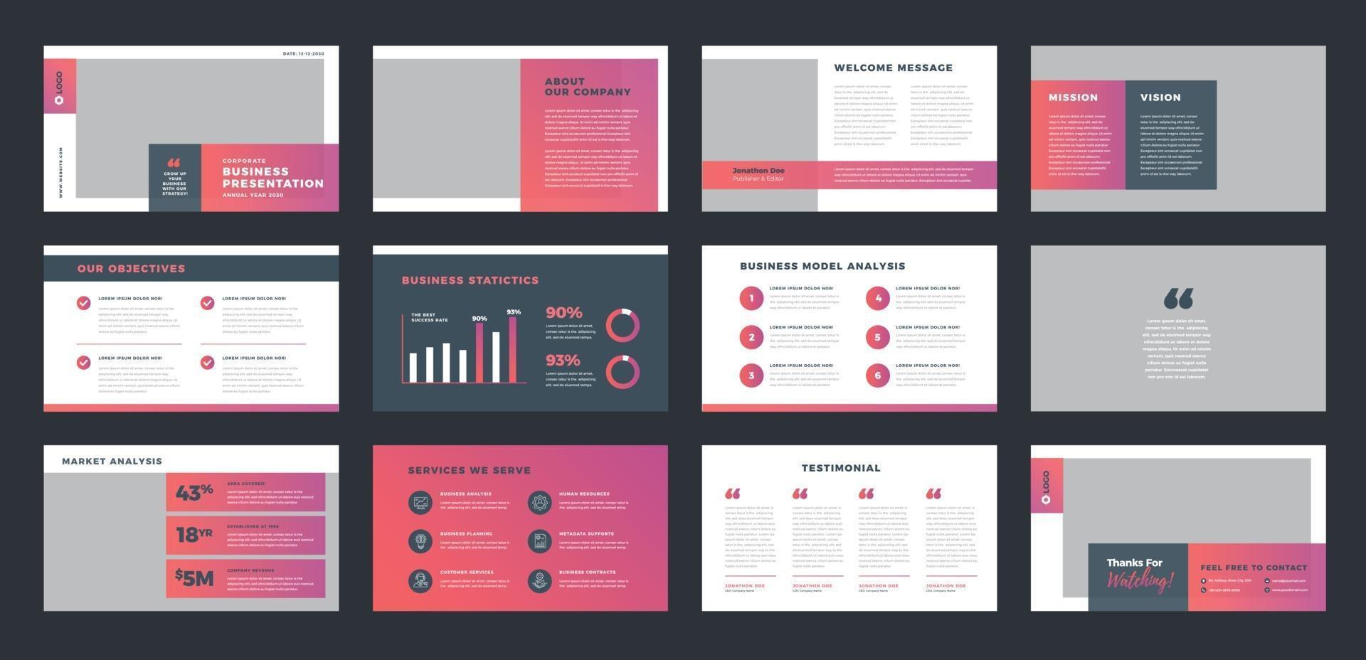 bedrijfspresentatie brochure gids ontwerp of pitch deck sales slider vector