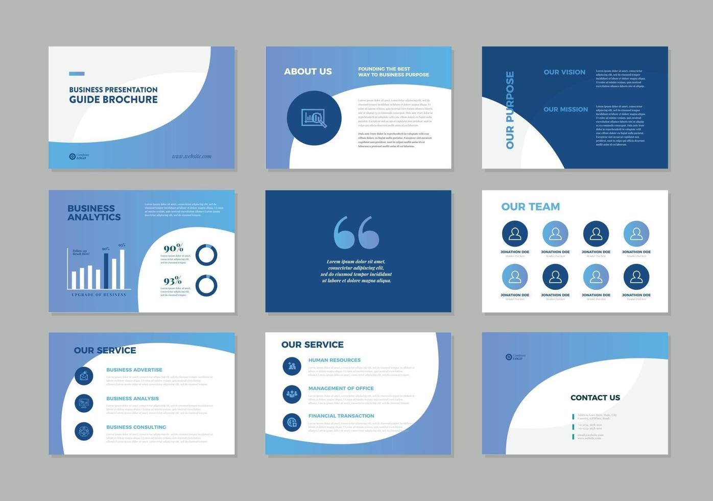 bedrijfspresentatie brochure gids ontwerp of pitch deck sales slider vector