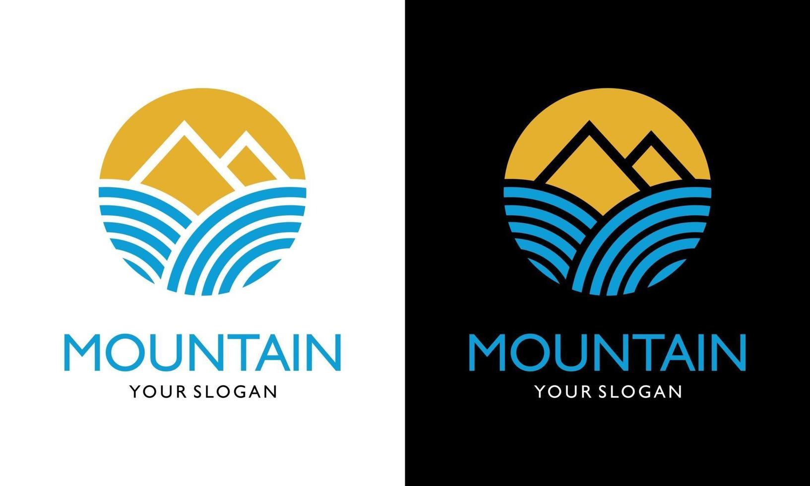 illustratie vectorafbeelding van bergstrand en zoon concept logo ontwerpsjabloon vector