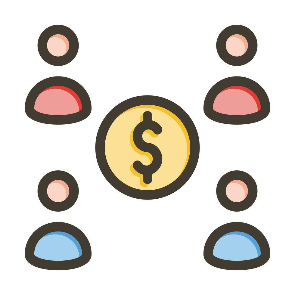 crowdfunding vector dik lijn gevulde kleuren icoon voor persoonlijk en reclame gebruiken.