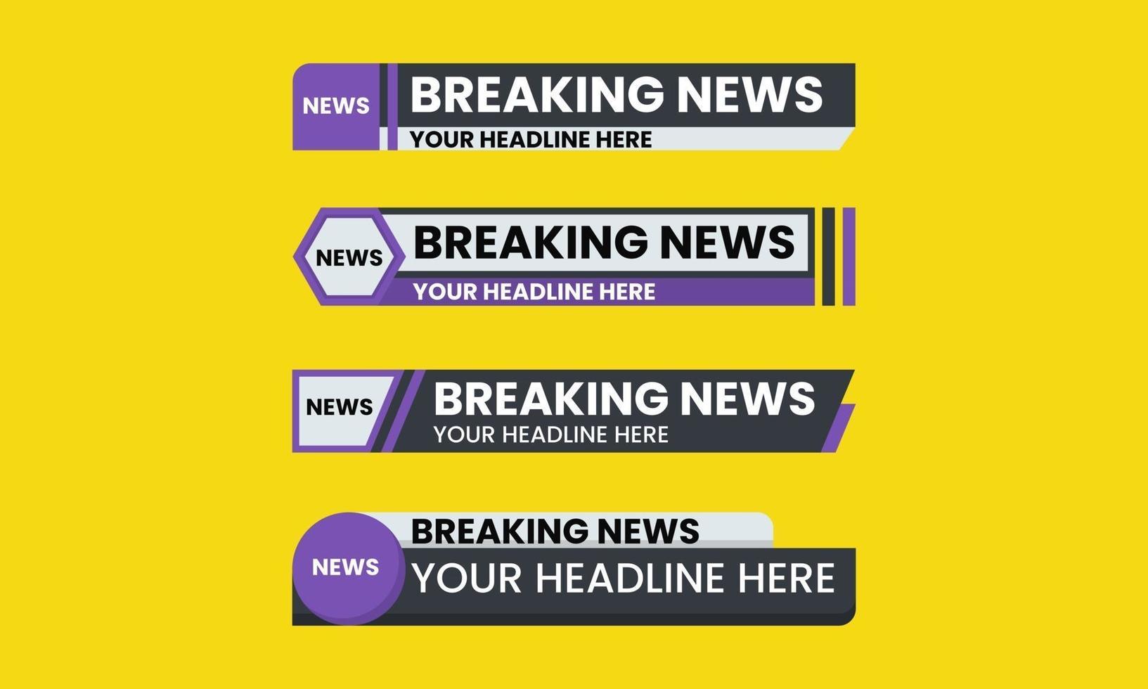 set van lagere derde grafische sjabloon. tv-banners voor nieuws. vector