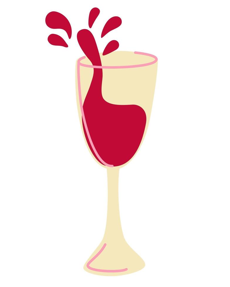 rode wijn plons. wijn op het glas. vector