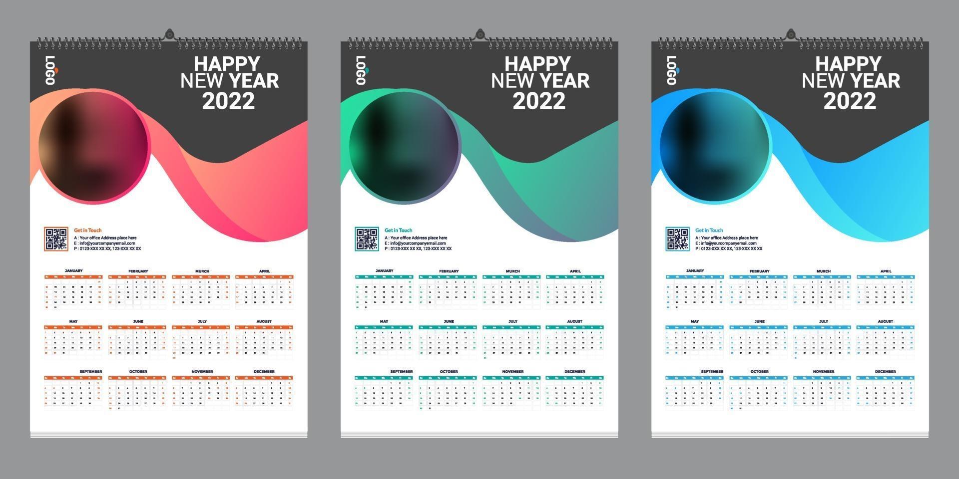 enkele wandkalender 2022 sjabloonontwerp met plaats voor foto vector