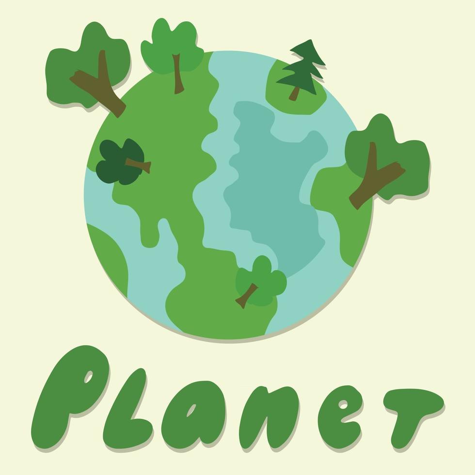 planeet aarde met groene bomen vector