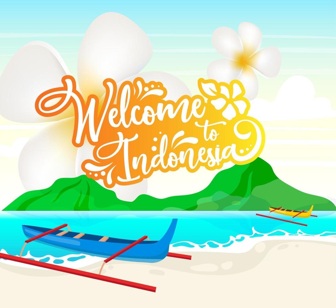 welkom bij indonesië social media post mockup vector