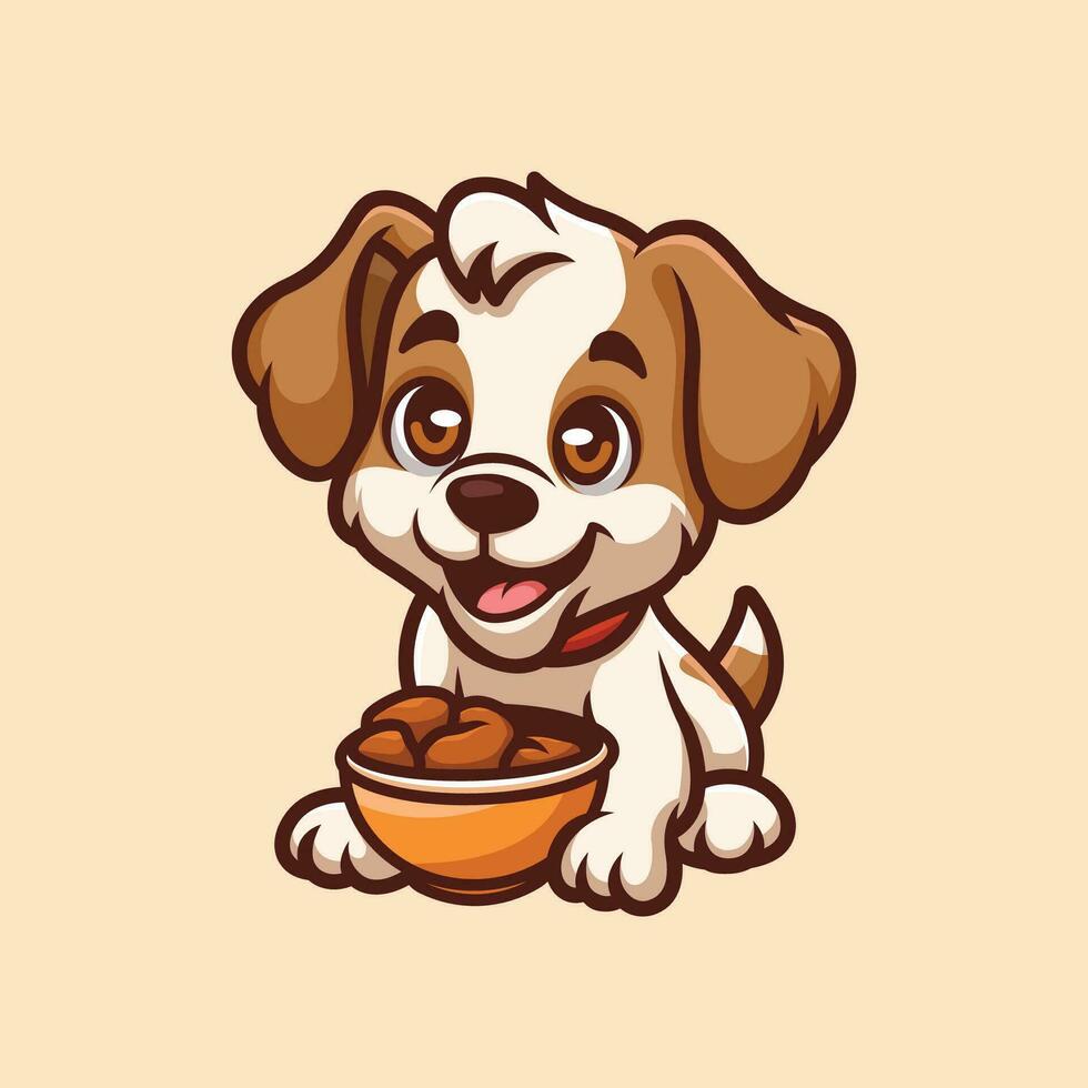 hond aan het eten schattig huisdier tekenfilm illustratie vector