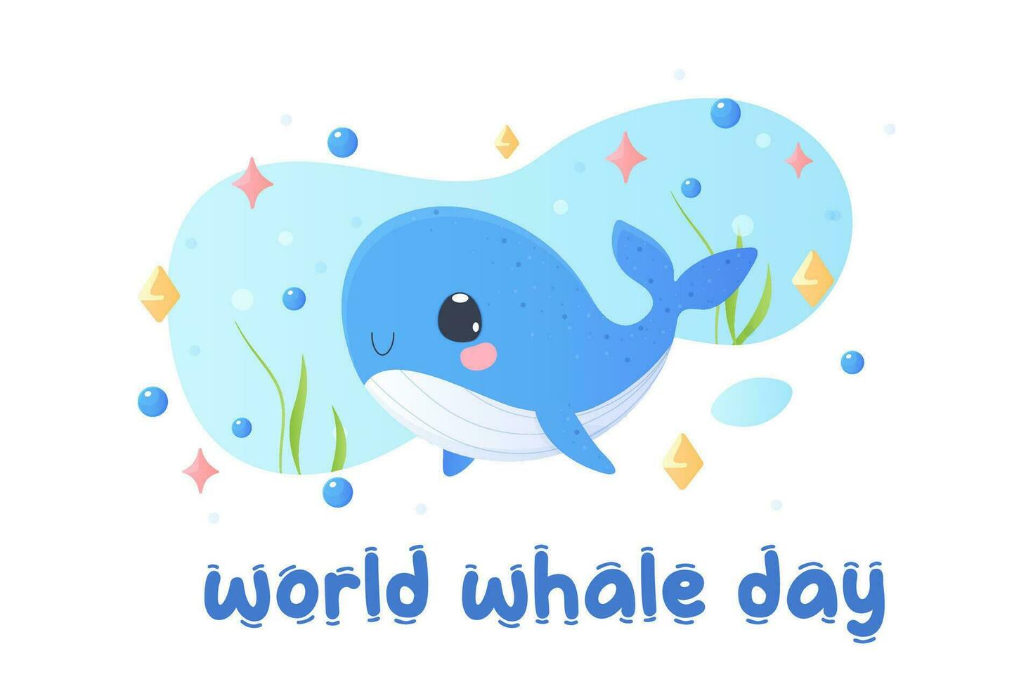 wereld walvis dag. ansichtkaart, walvis Holding de aarde. t-shirt afdrukken, baby. vector