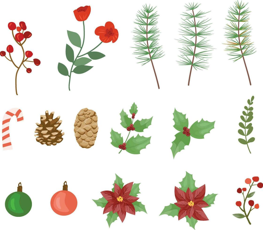 kerstster bloemen en Kerstmis bloemen elementen vector