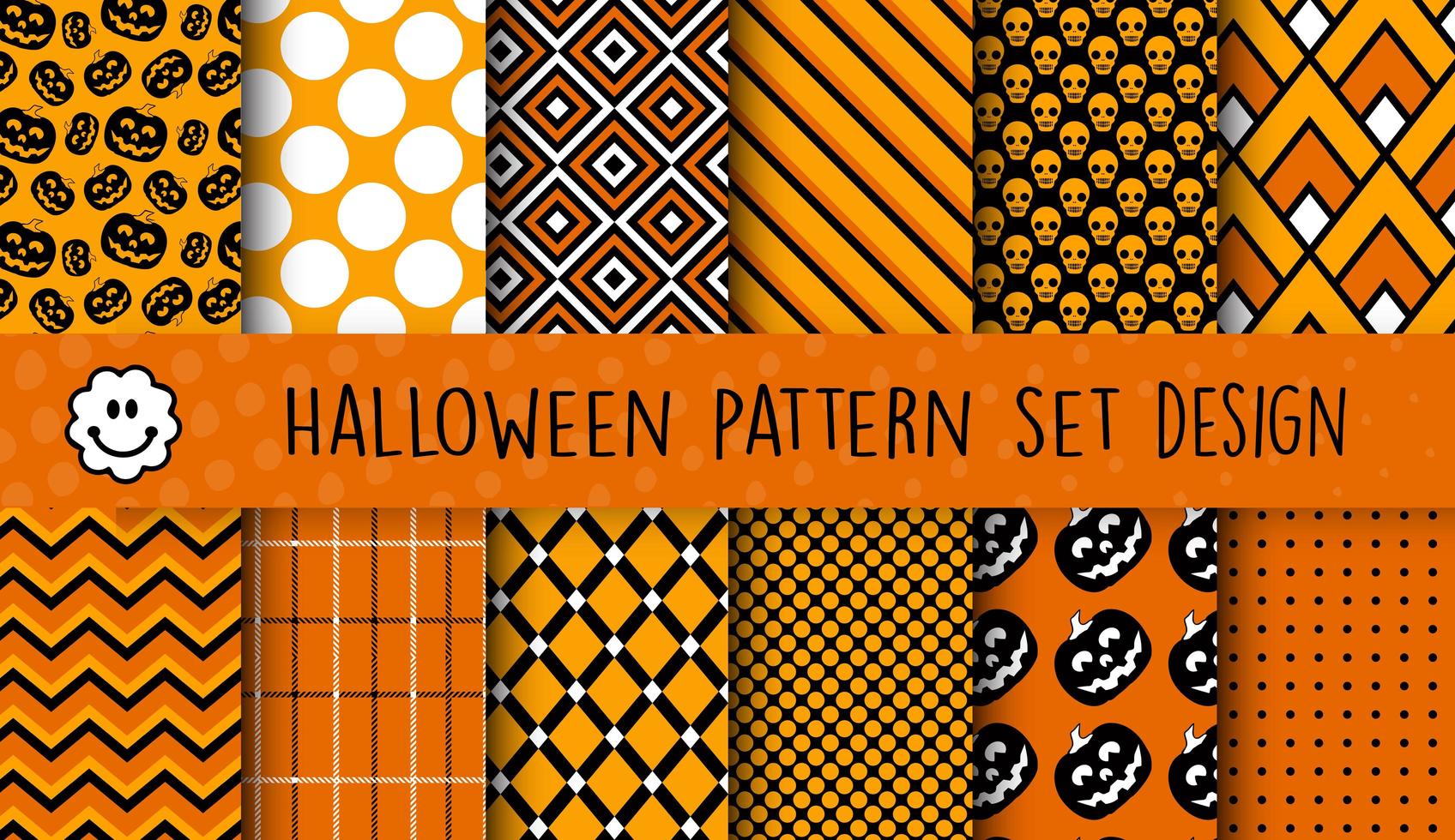 een set halloween-patronen voor zaken, plakboek, decoratie vector