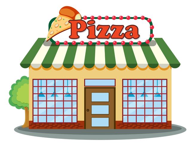 Een pizzawinkel op witte achtergrond vector