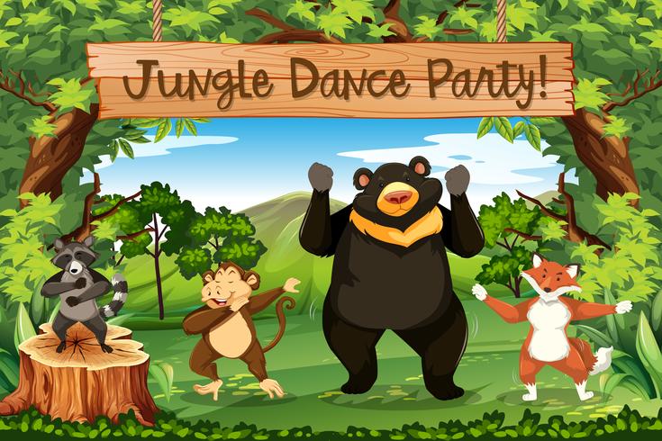 Dieren jungle dance party vector