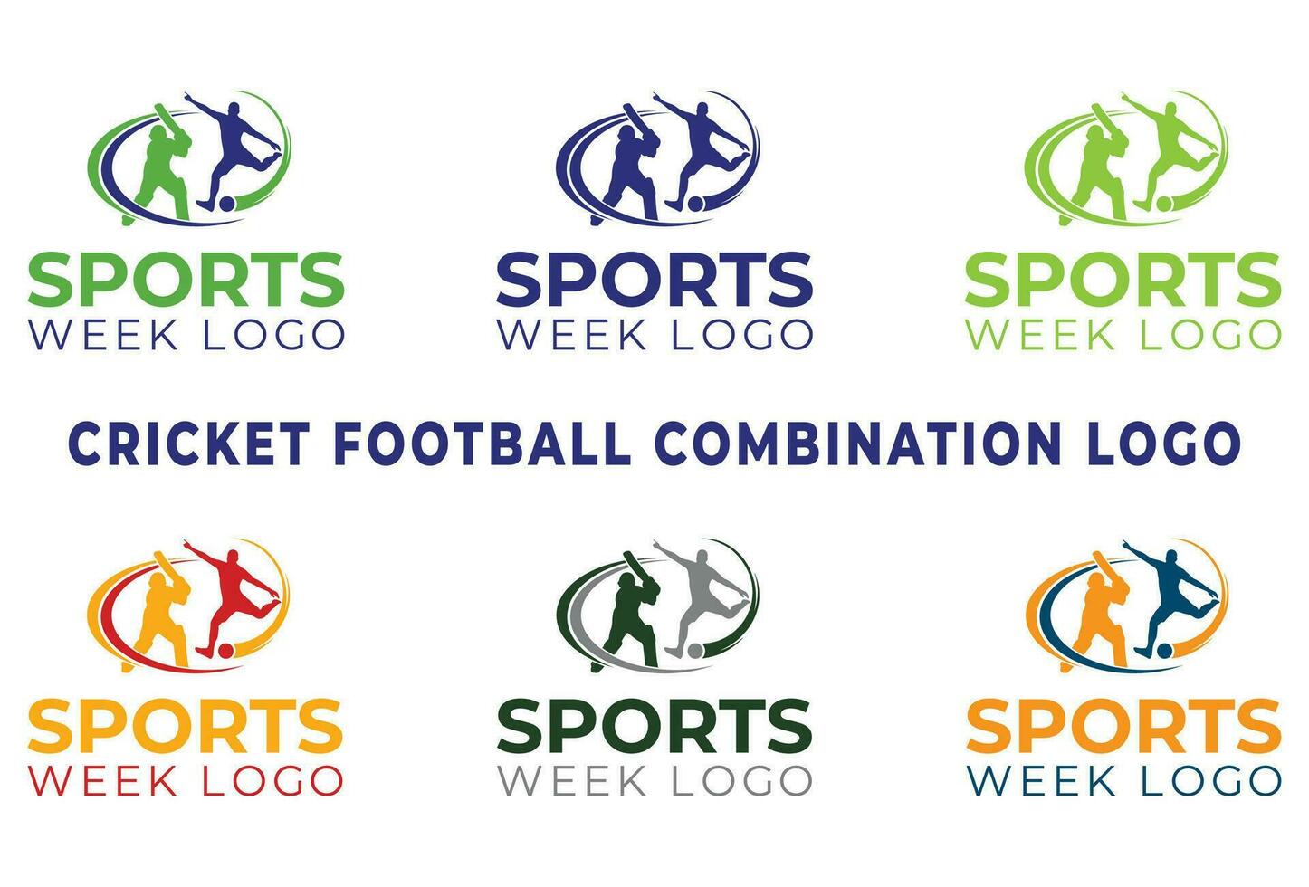 sport- week logo, Amerikaans voetbal krekel logo, Amerikaans voetbal en krekel combinatie toernooi logo vector sjabloon.