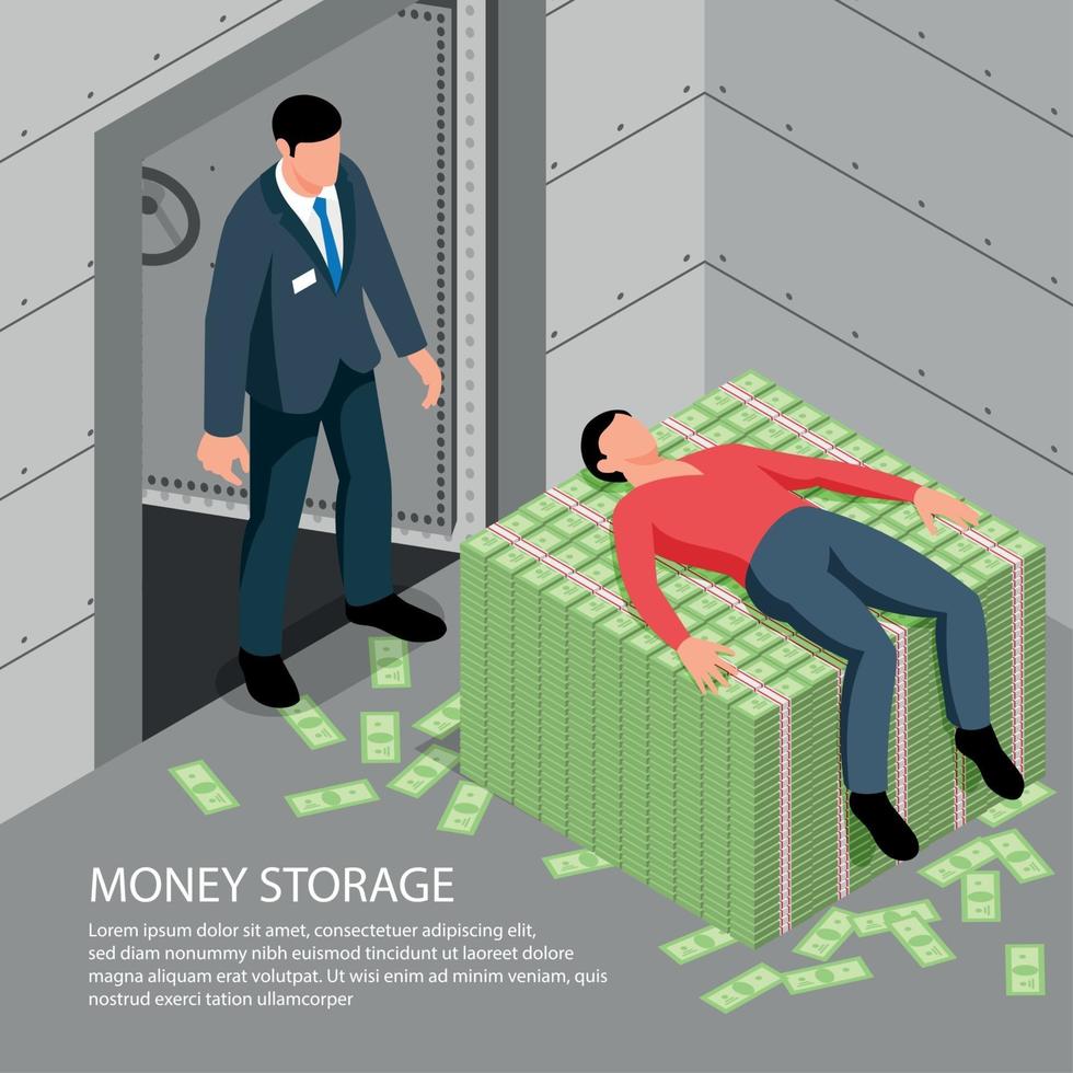 geld opslag isometrische illustratie vectorillustratie vector