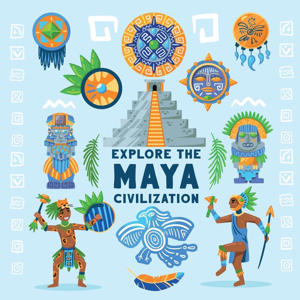 Maya beschaving achtergrond stroomdiagram vectorillustratie vector