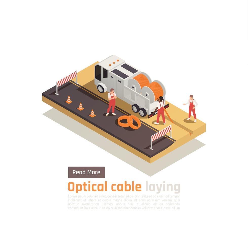 optische kabel leggen samenstelling vectorillustratie vector