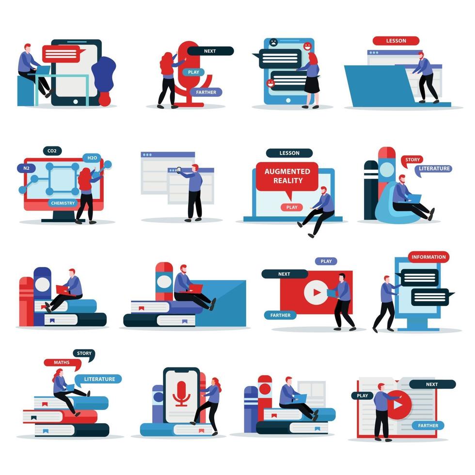 onderwijs op afstand pictogrammenset vectorillustratie vector