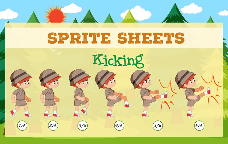 Een sprite sheet kicking game template vector