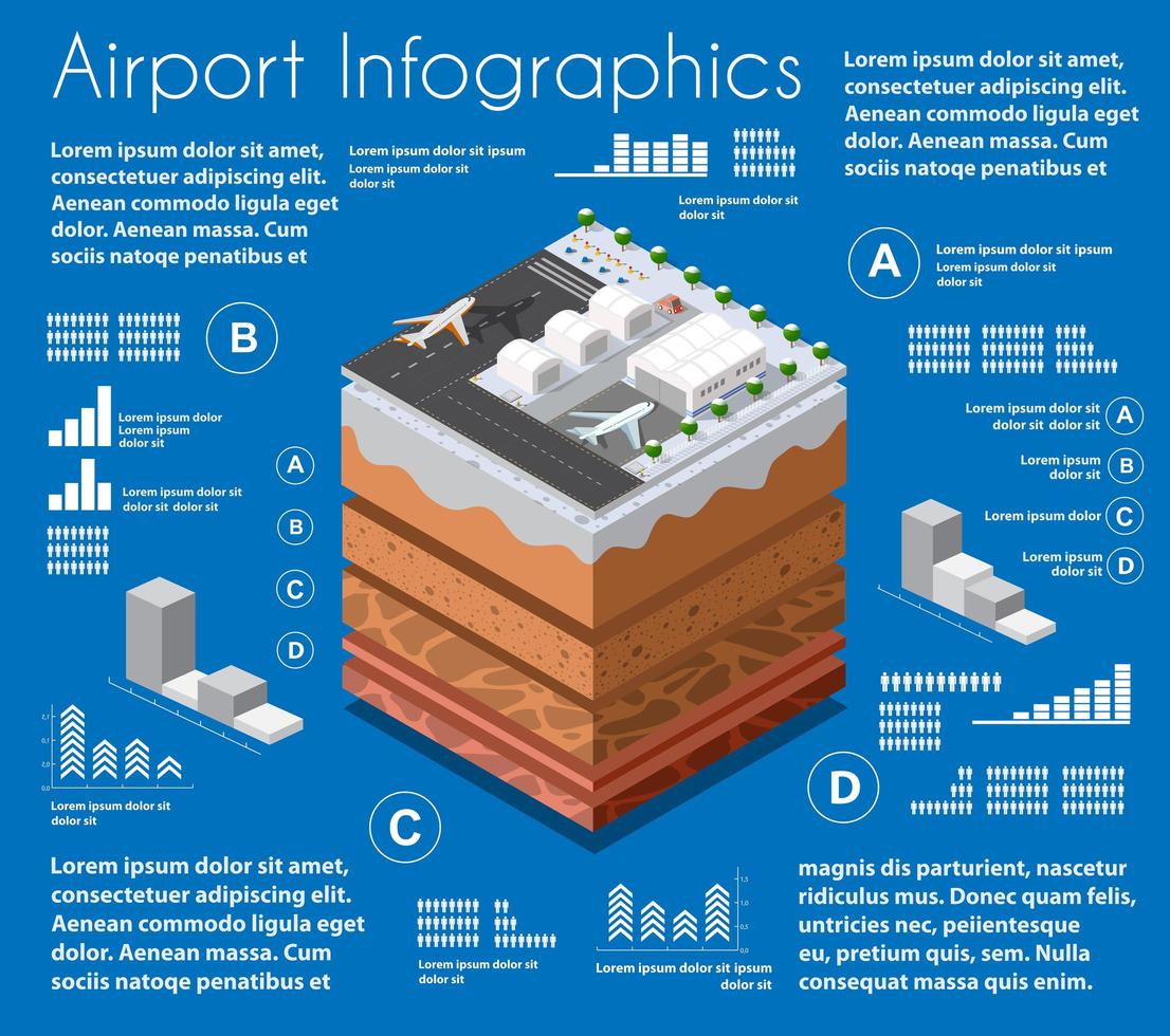 infographics luchthaven geologisch en ondergronds de isometrische vector