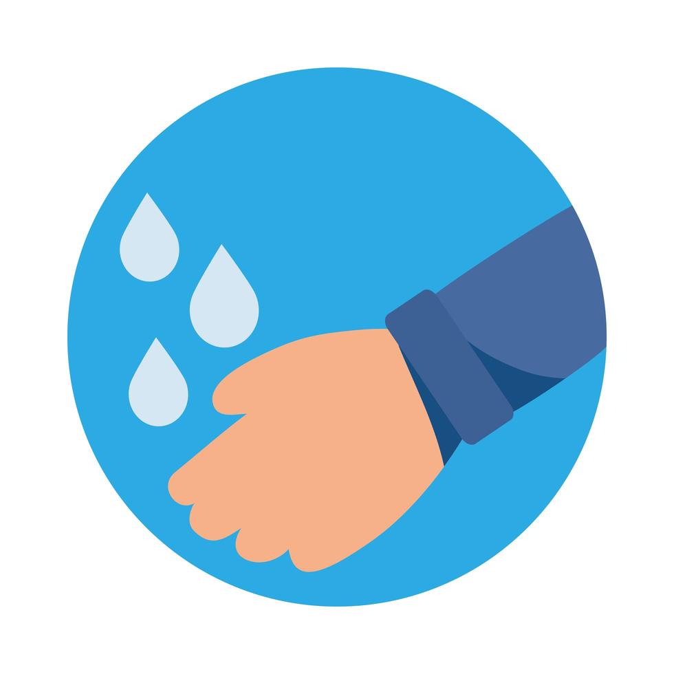 handen wassen met water geïsoleerd pictogram vector