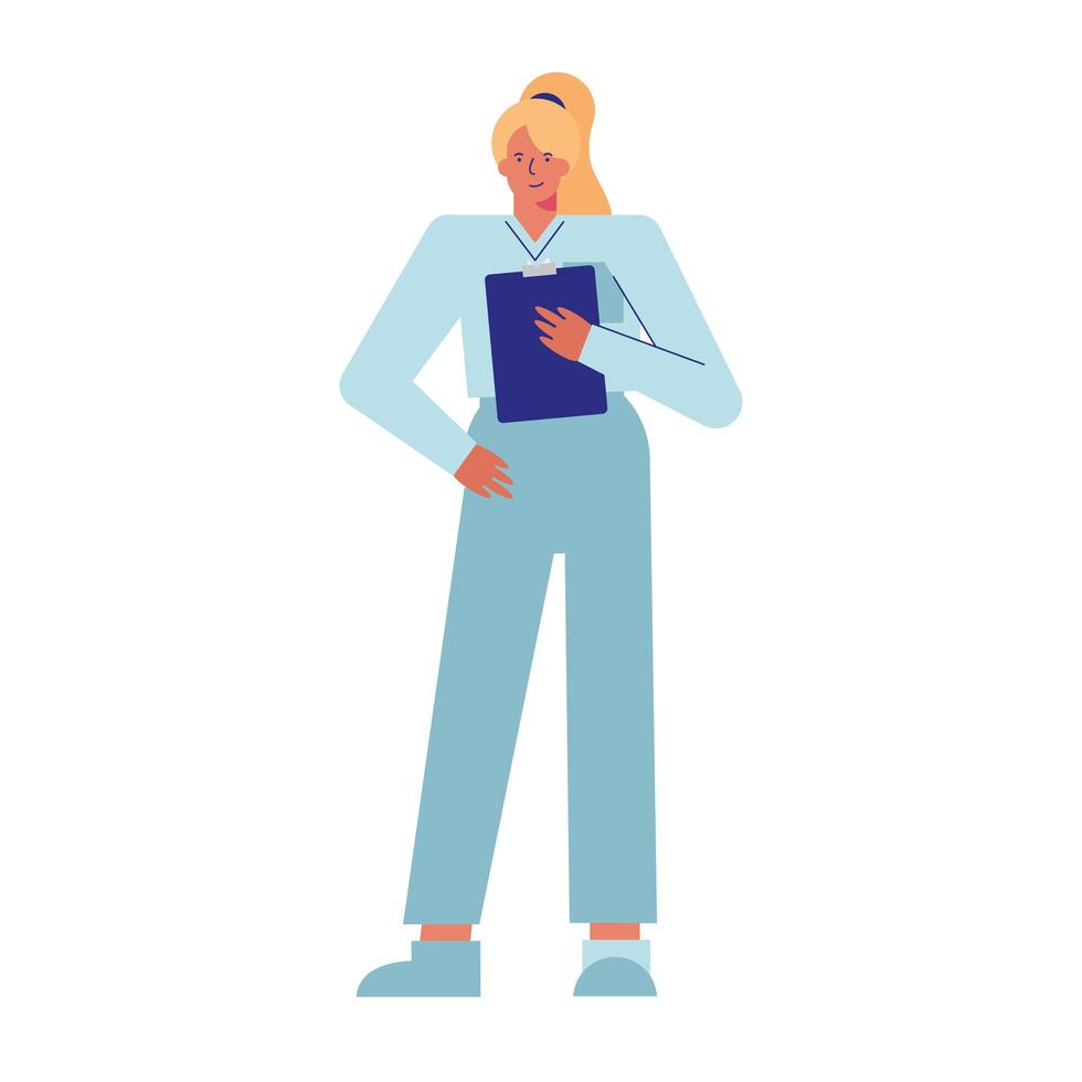 professionele vrouwelijke arts met avatar-karakter van de checklist vector