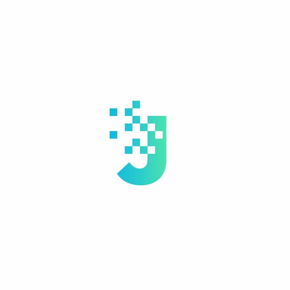 j brief pixel logo ontwerp moderne sjabloon vector