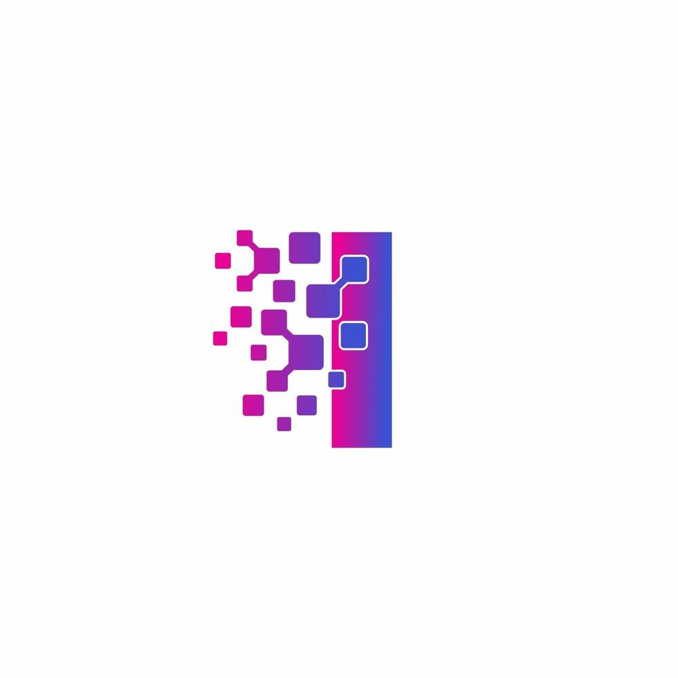 ik beginletter digitale pixels tech logo vector