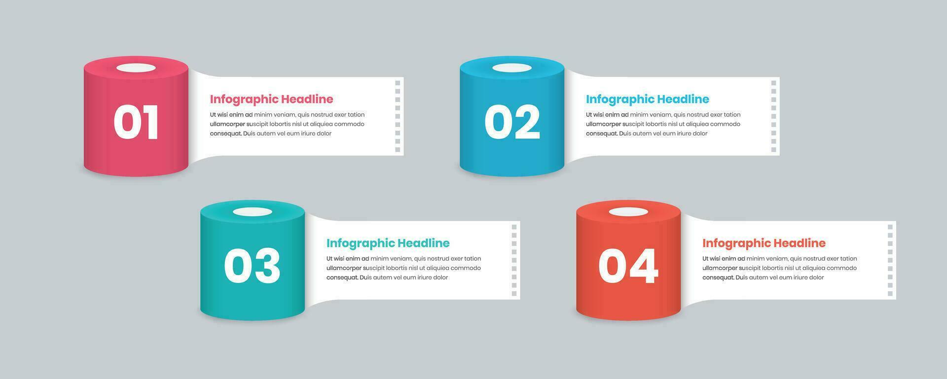 vier stap haspel vormig tekst presentatie infographic sjabloon vector