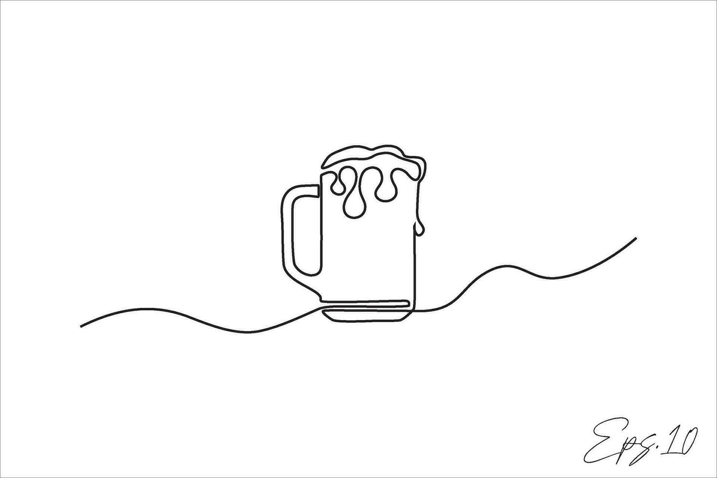 bier glas doorlopend lijn kunst tekening vector