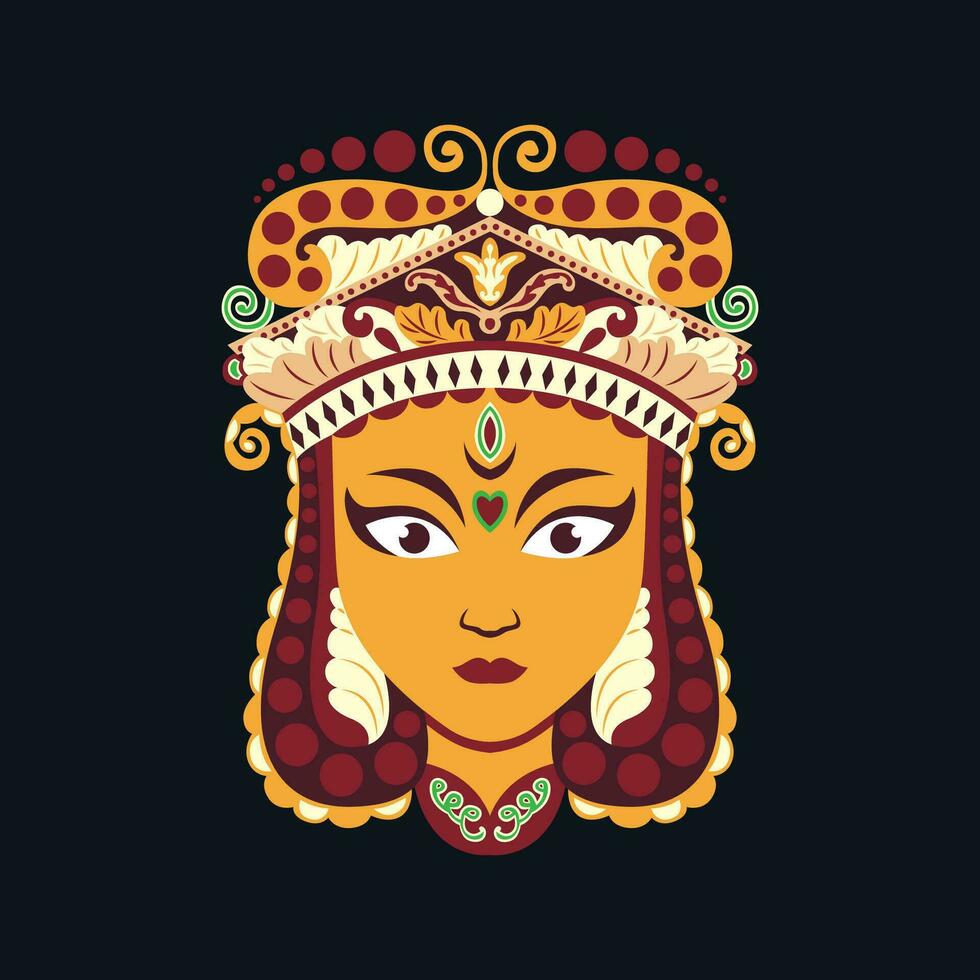 Indisch batik vrouw hoofd icoon vector beeld illustratie