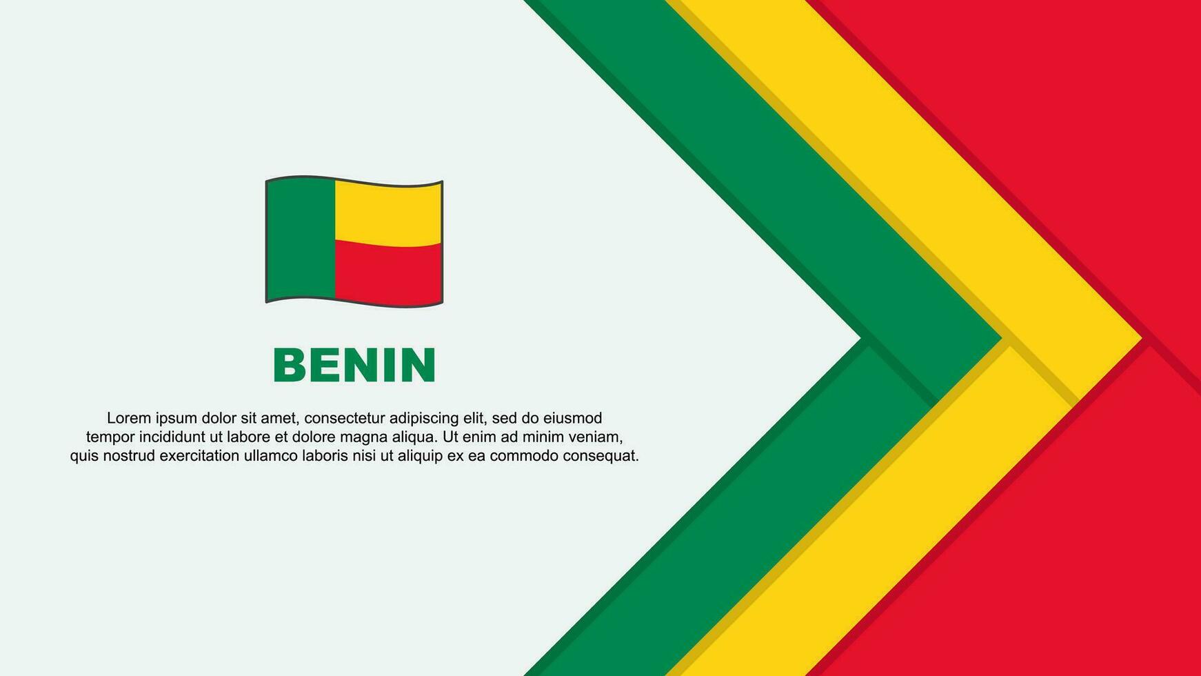 Benin vlag abstract achtergrond ontwerp sjabloon. Benin onafhankelijkheid dag banier tekenfilm vector illustratie. Benin tekenfilm