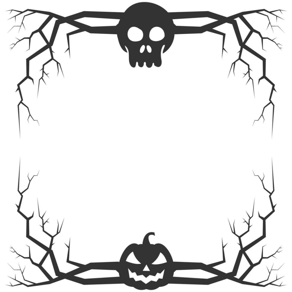 halloween themed kader grens met halloween dood boom en spin netto vector