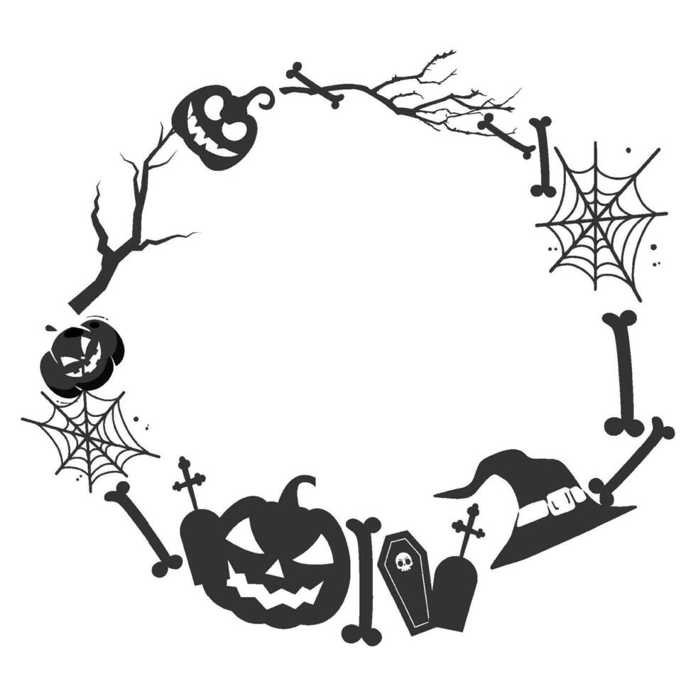 halloween themed geest kader met spin netto en griezelig boom Afdeling vector