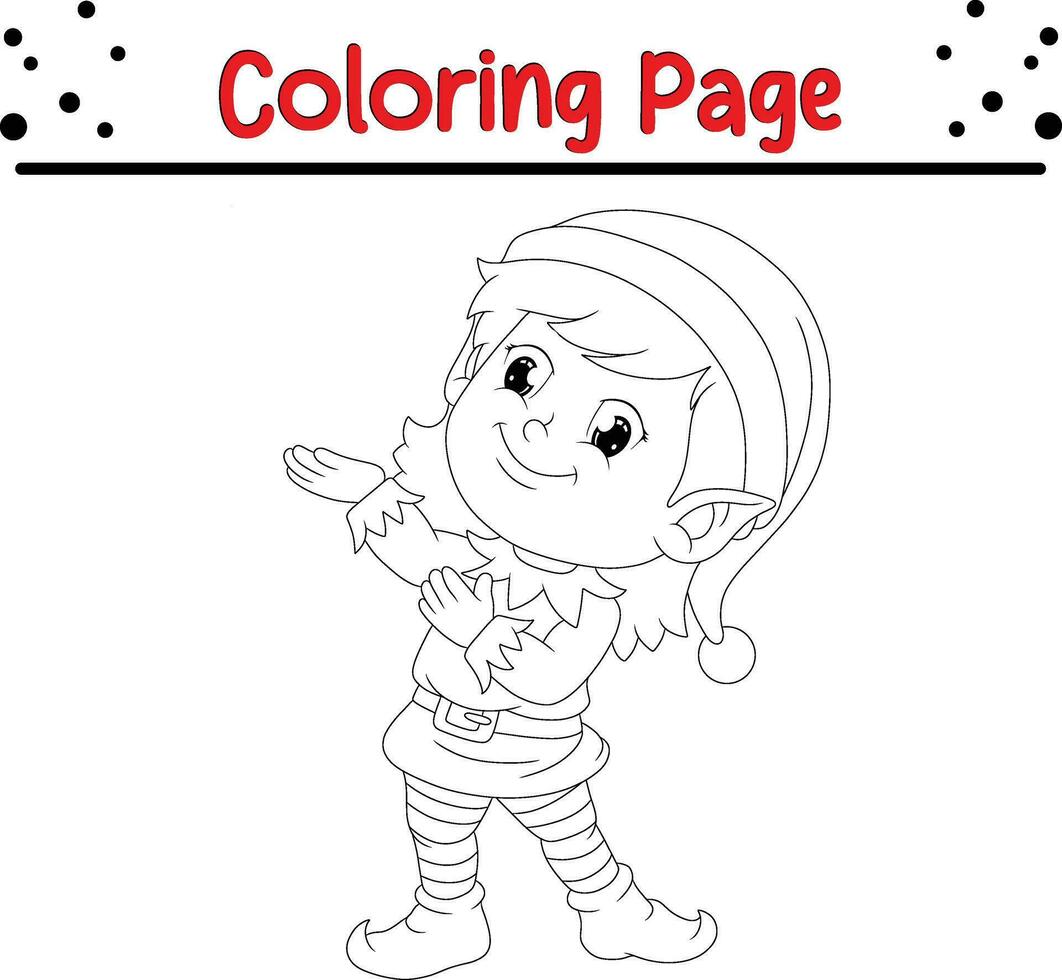 Kerstmis schattig elf kleur bladzijde voor kinderen vector
